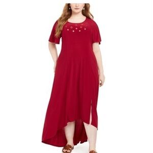 NY collection maroon high-lo hem grommet dress!